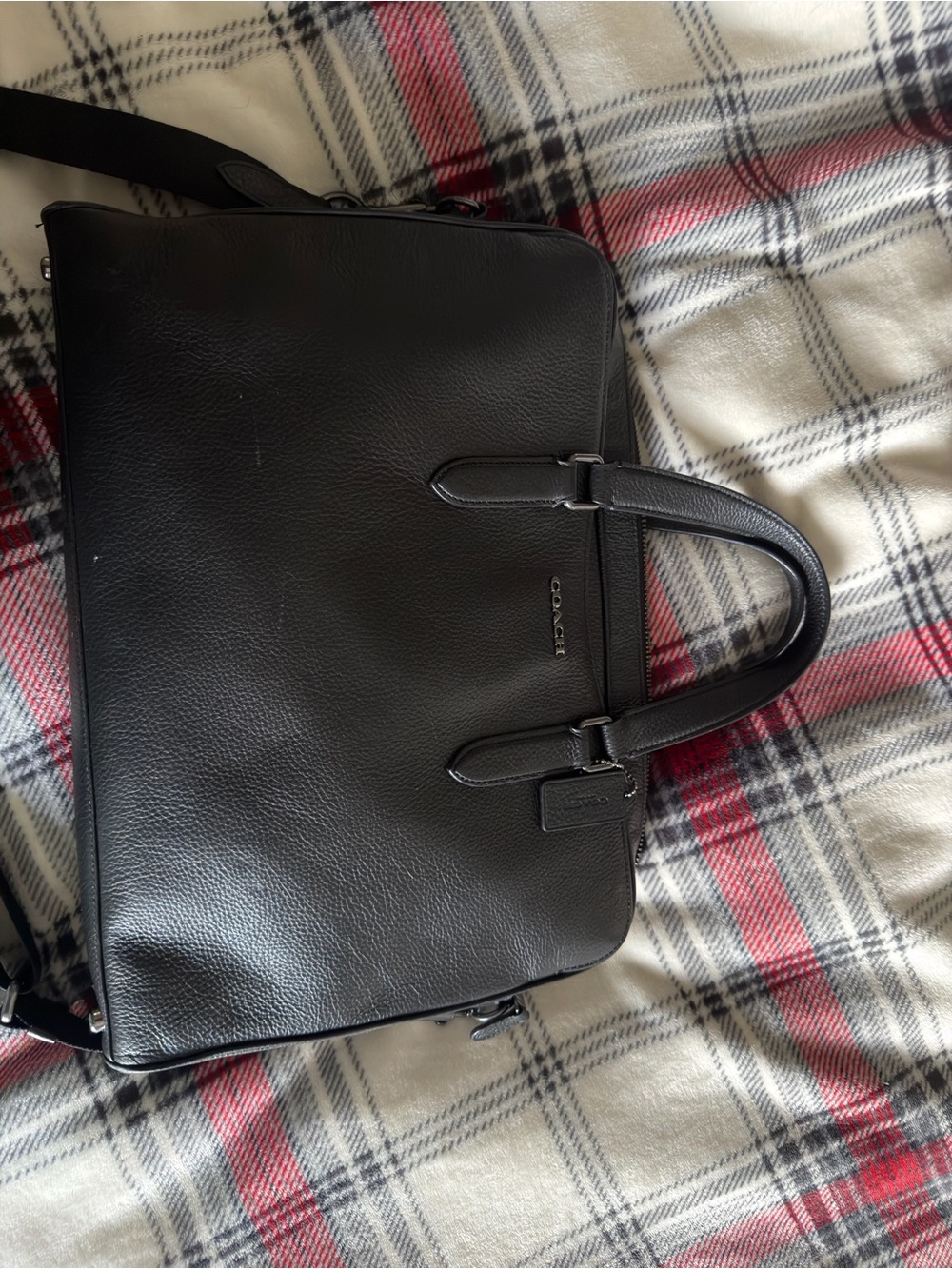 Coach Black Pebbled Leather women’s Briefcase with Shoulder Strap